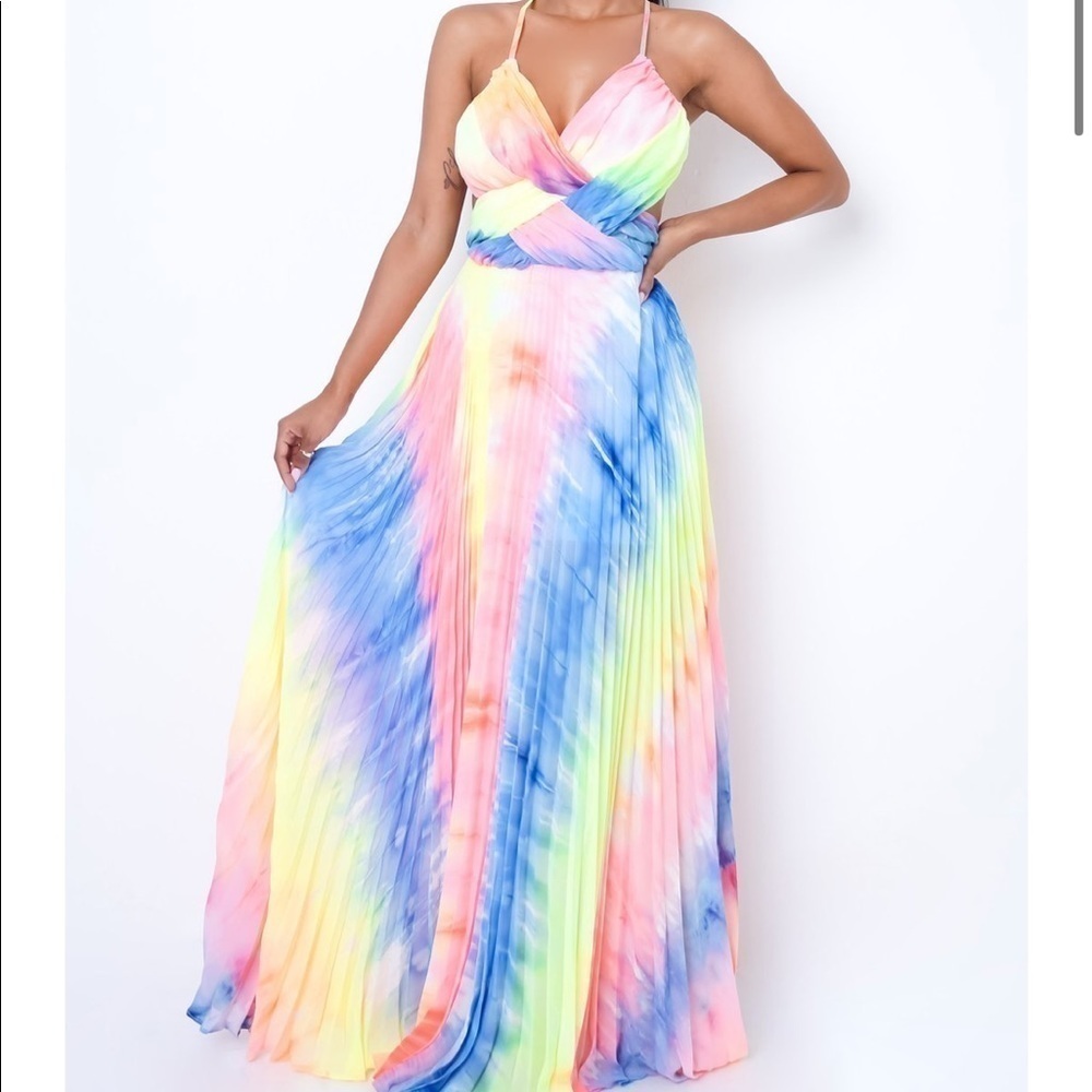 Banjul Tie Dye Bright Neon Colored Maxi